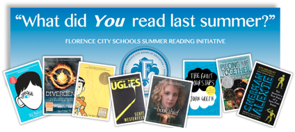 Banner with a question asking, "What did you read last summer?"
